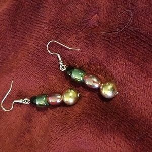 Boho Dangle Earrings Gold Red Green. Hypoallergenic. Womens, Kids 07/20/177